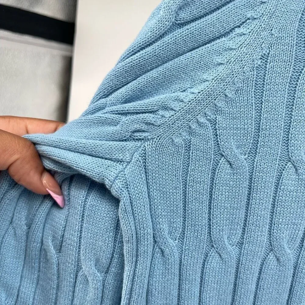 Style & Co. Women’s Medium Periwinkle Blue Cotton Cable Knit Pullover Sweater
